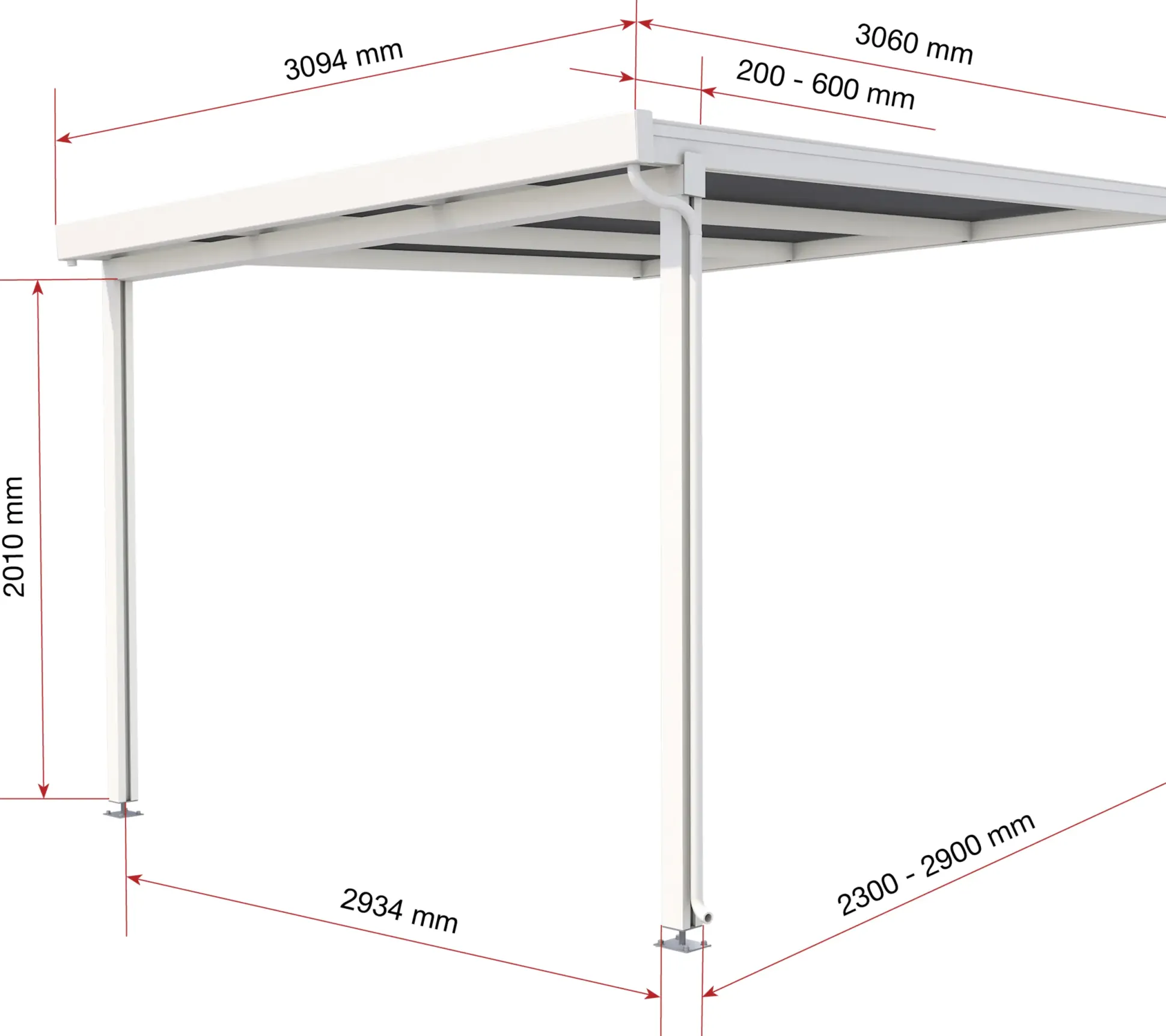 Gutta Premium Terrassendach 309,4 x 306 cm weiß Klima blue 16 mm