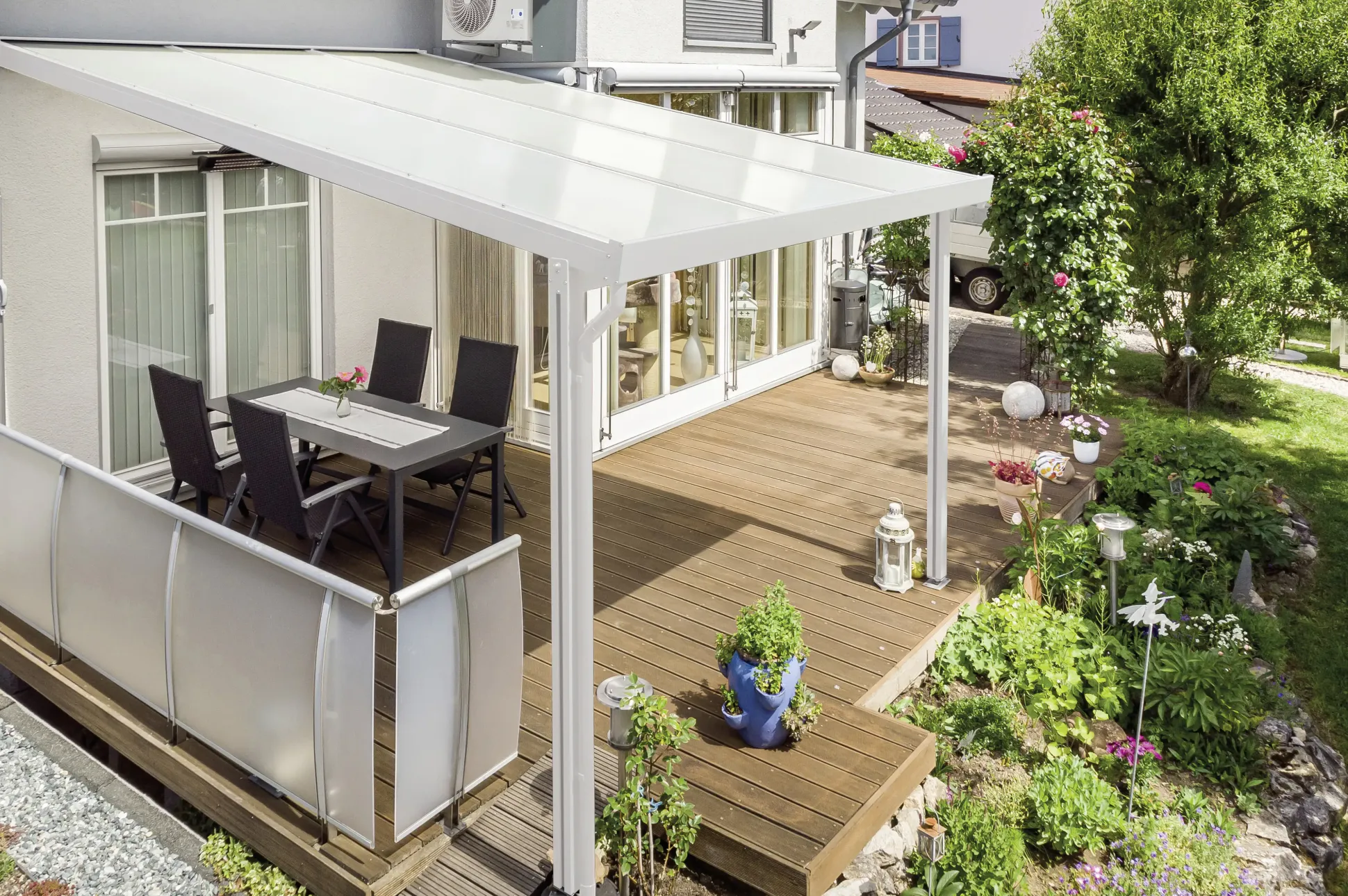 Gutta Premium Terrassendach 309,4 x 306 cm weiß Klima blue 16 mm