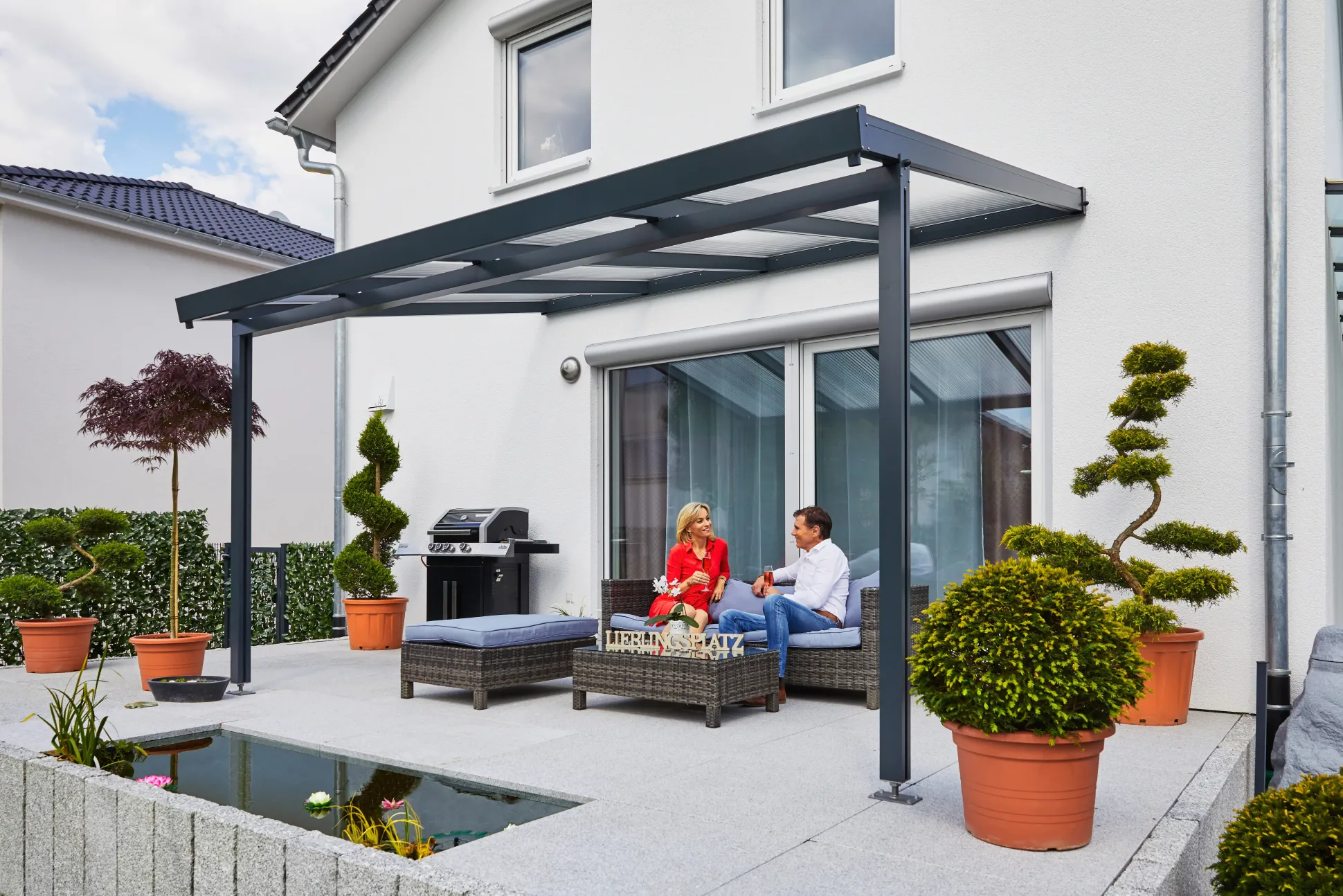 Gutta Premium Terrassendach 410,2 x 306 cm anthrazit PC klar 16 mm