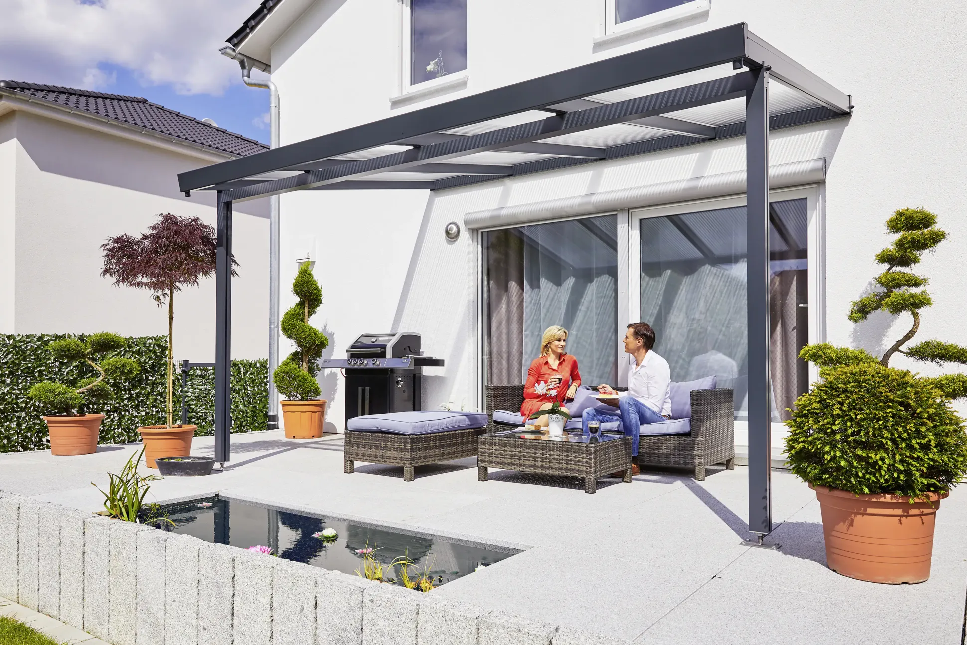 Gutta Premium Terrassendach 410,2 x 306 cm anthrazit PC klar 16 mm