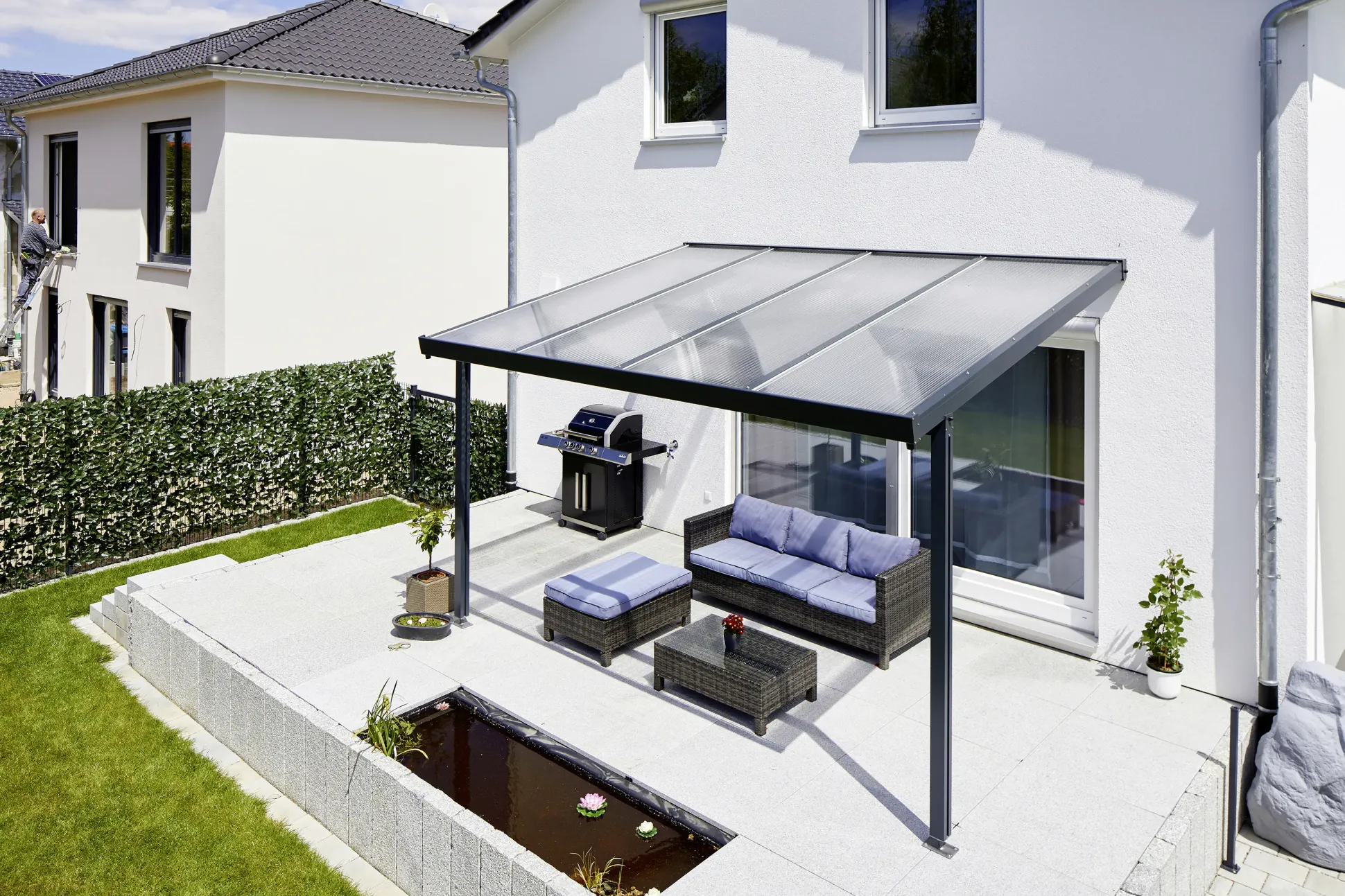 Gutta Premium Terrassendach 410,2 x 406 cm anthrazit Acryl klar 16 mm