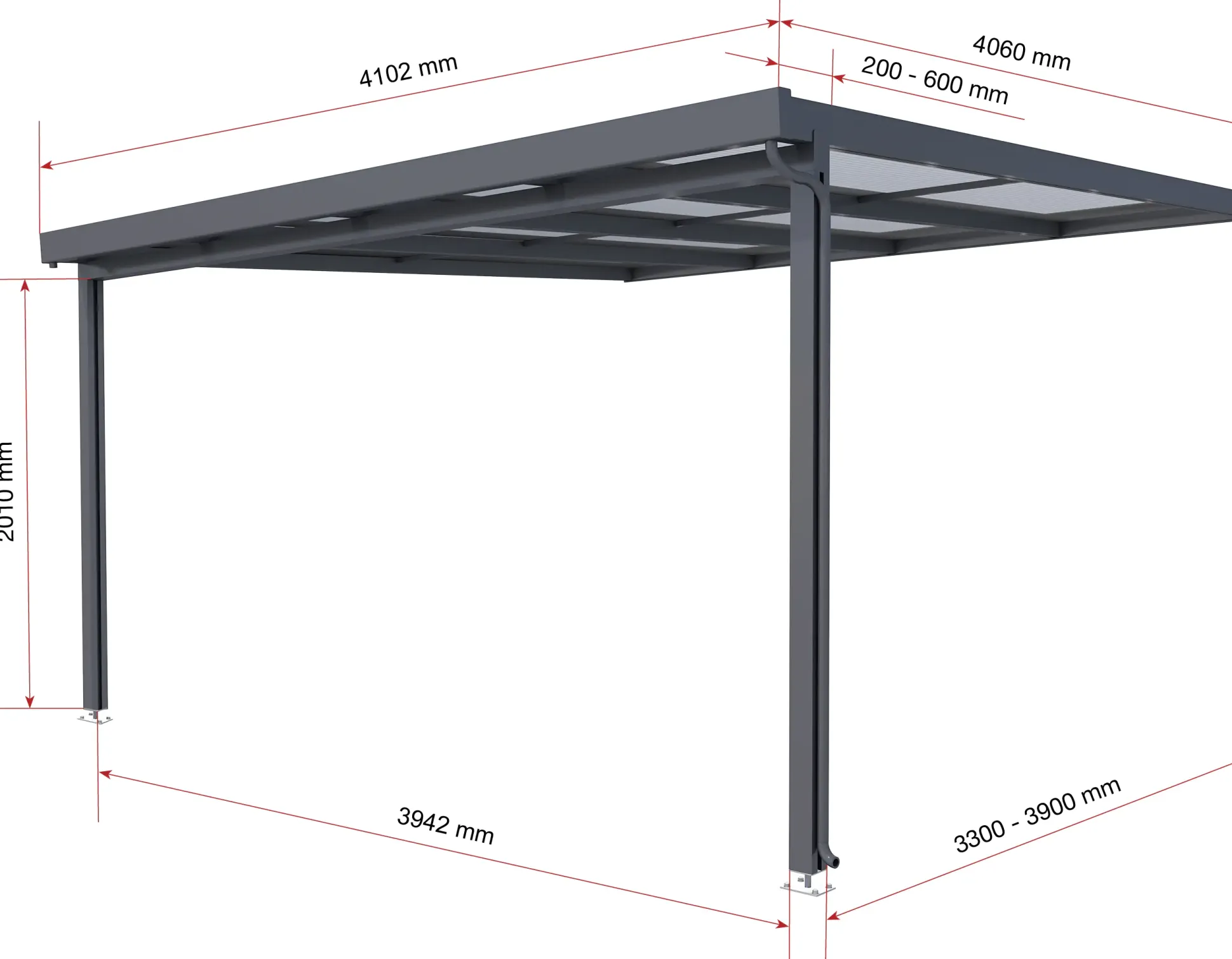 Gutta Premium Terrassendach 410,2 x 406 cm anthrazit Acryl klar 16 mm