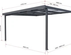 Gutta Premium Terrassendach 410,2 x 406 cm anthrazit PC weiß opal 16 mm