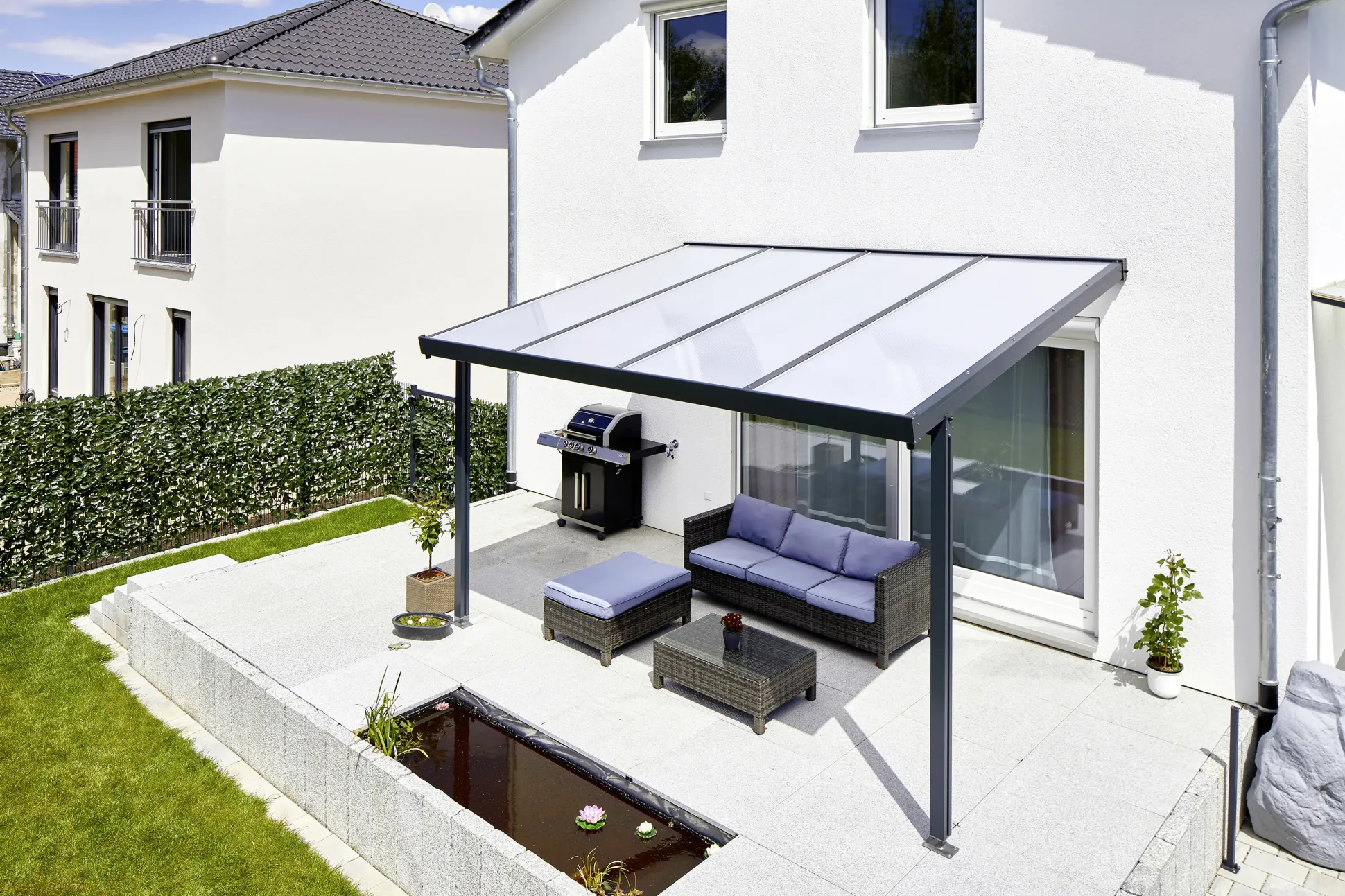 Gutta Premium Terrassendach 410,2 x 406 cm anthrazit PC weiß opal 16 mm