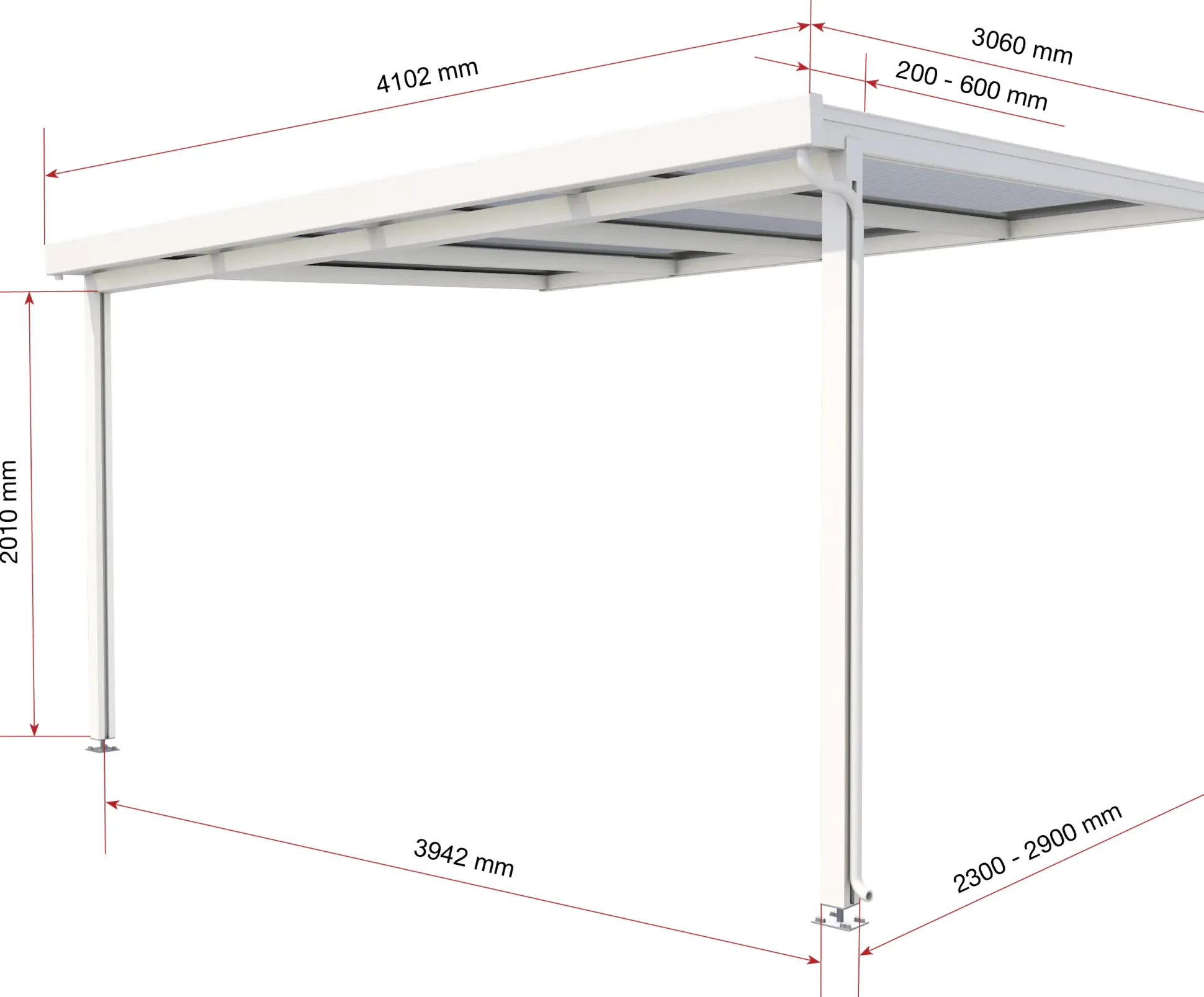 Gutta Premium Terrassendach 410,2 x 306 cm weiß Acryl bronce 16 mm