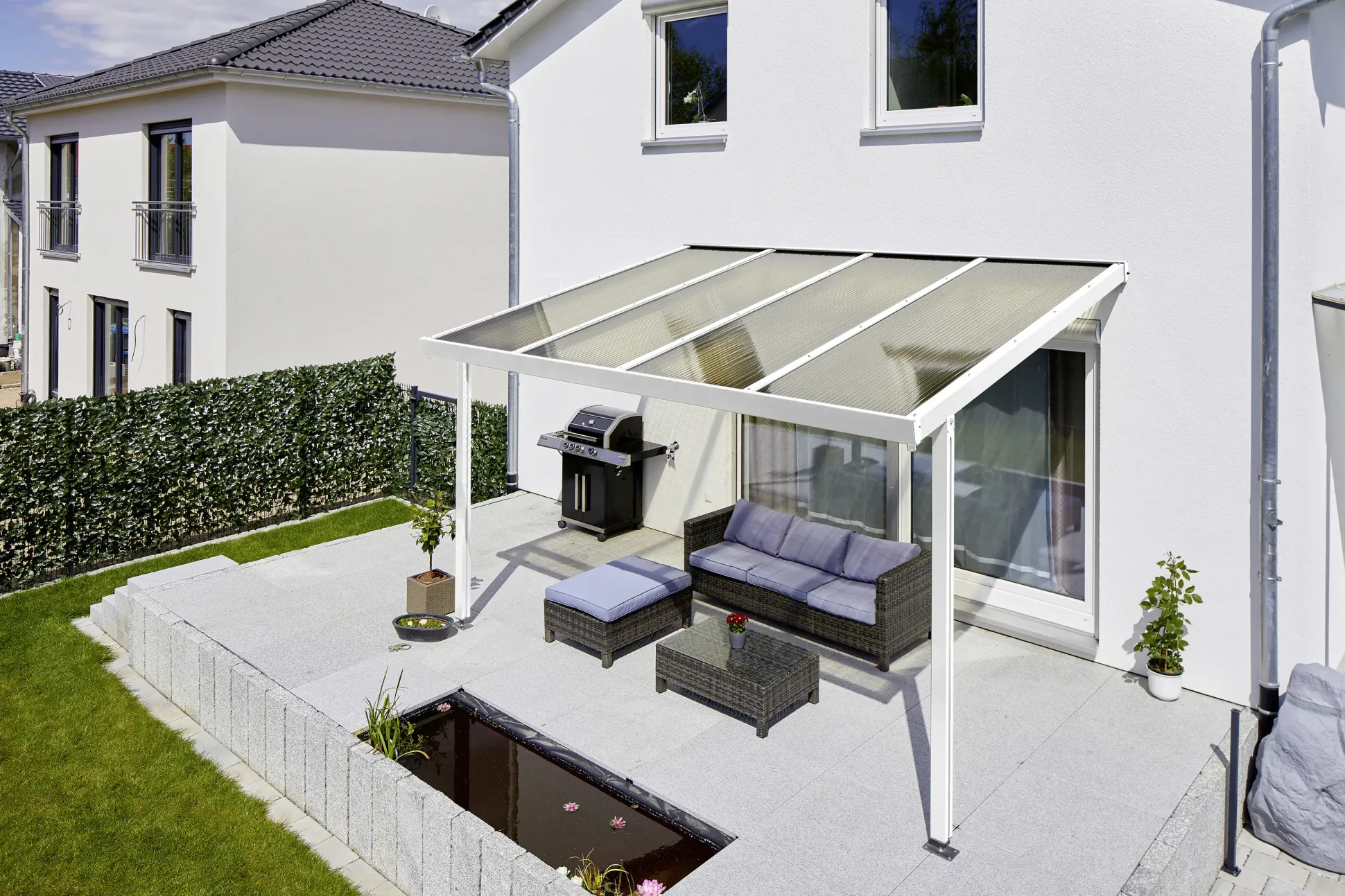 Gutta Premium Terrassendach 410,2 x 306 cm weiß Acryl bronce 16 mm