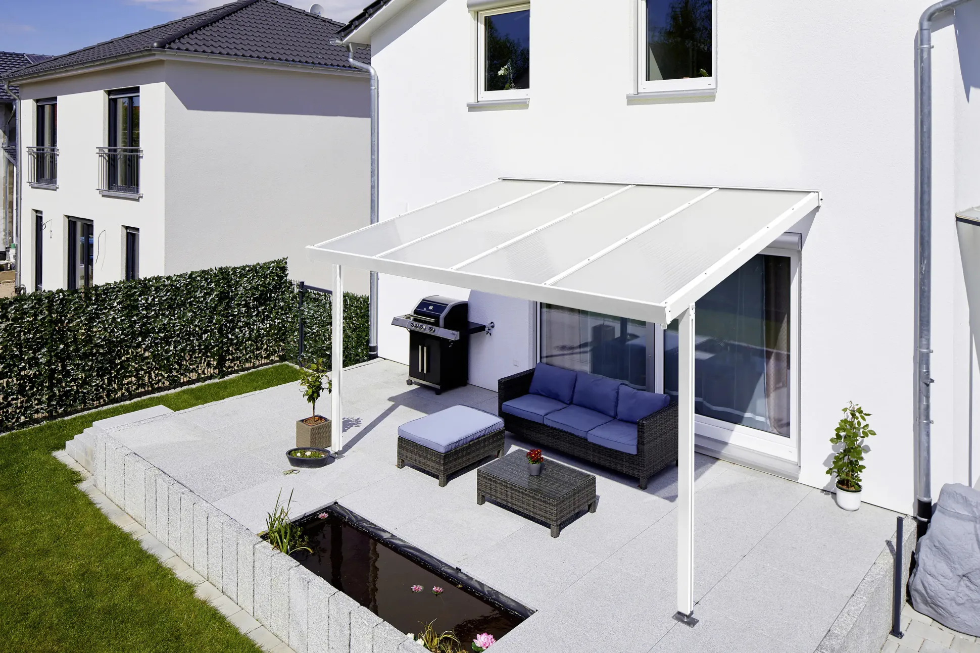 Gutta Premium Terrassendach 410,2 x 406 cm weiß Klima blue 16 mm