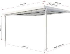 Gutta Premium Terrassendach 410,2 x 406 cm weiß Klima blue 16 mm