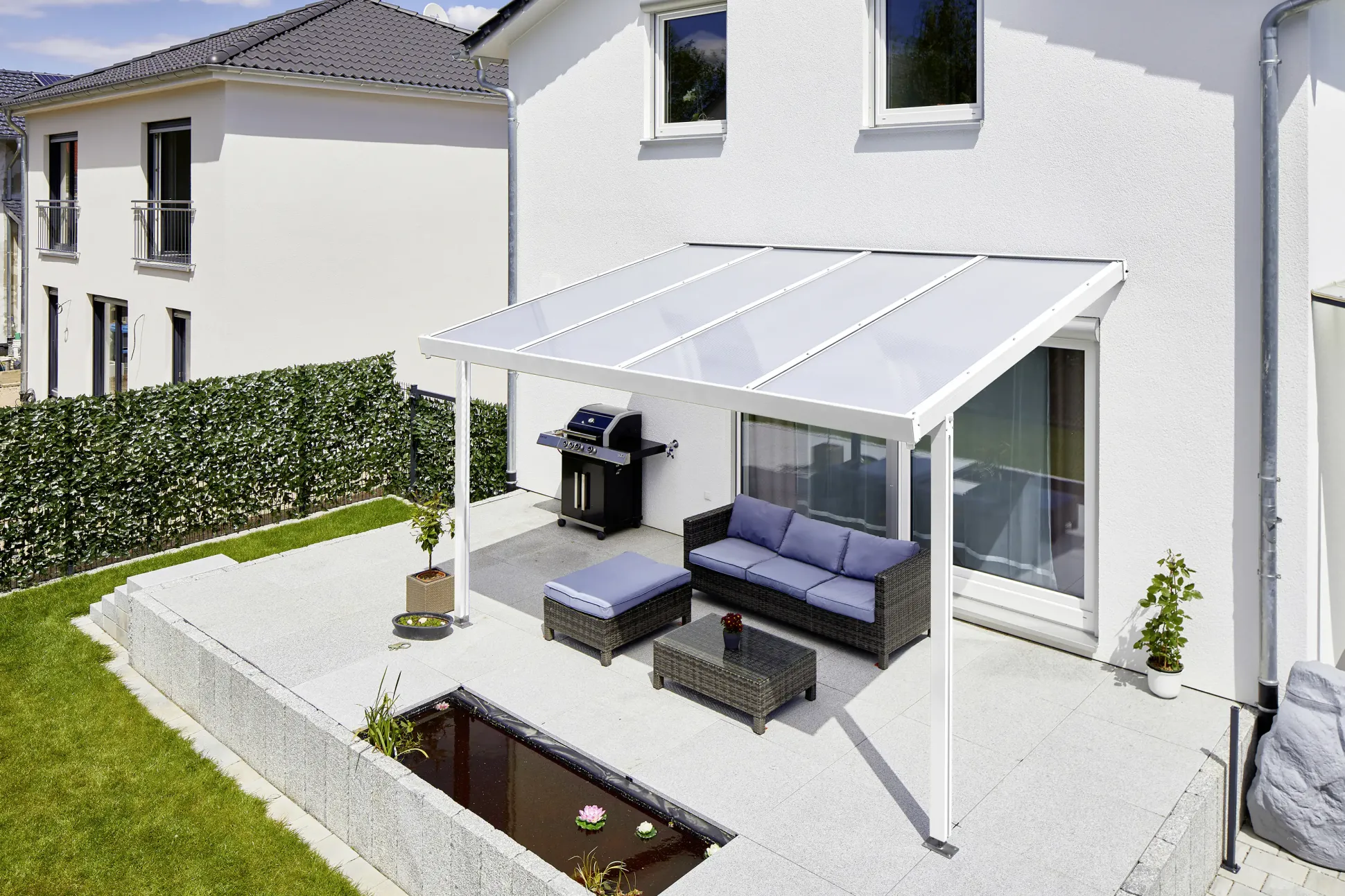 Gutta Premium Terrassendach 410,2 x 406 cm weiß PC weiß opal 16 mm