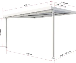 Gutta Premium Terrassendach 410,2 x 306 cm weiß PC weiß opal 16 mm