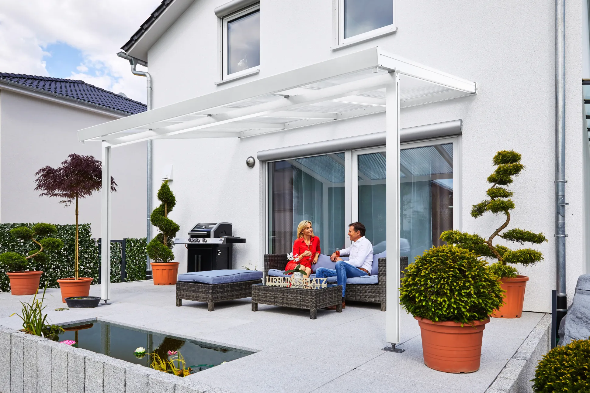 Gutta Premium Terrassendach 410,2 x 306 cm weiß Klima blue 16 mm