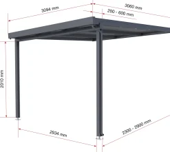 Gutta Premium Terrassendach 309,4 x 306 cm anthrazit Acryl klar 16 mm