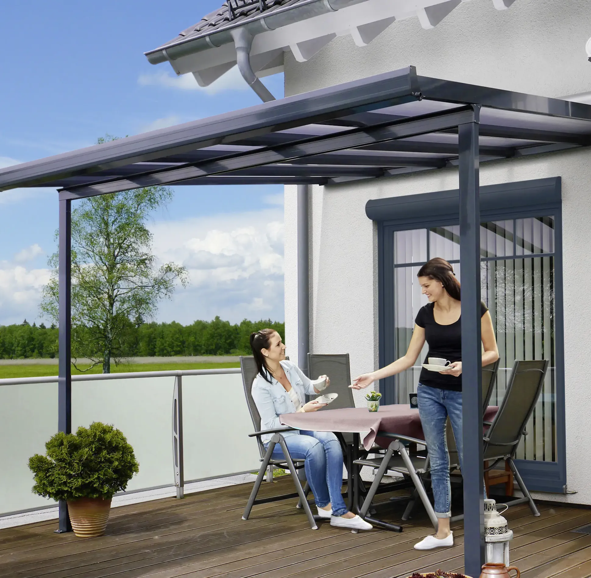 Gutta Terrassenüberdachung Basic 306x306cm anthrazit