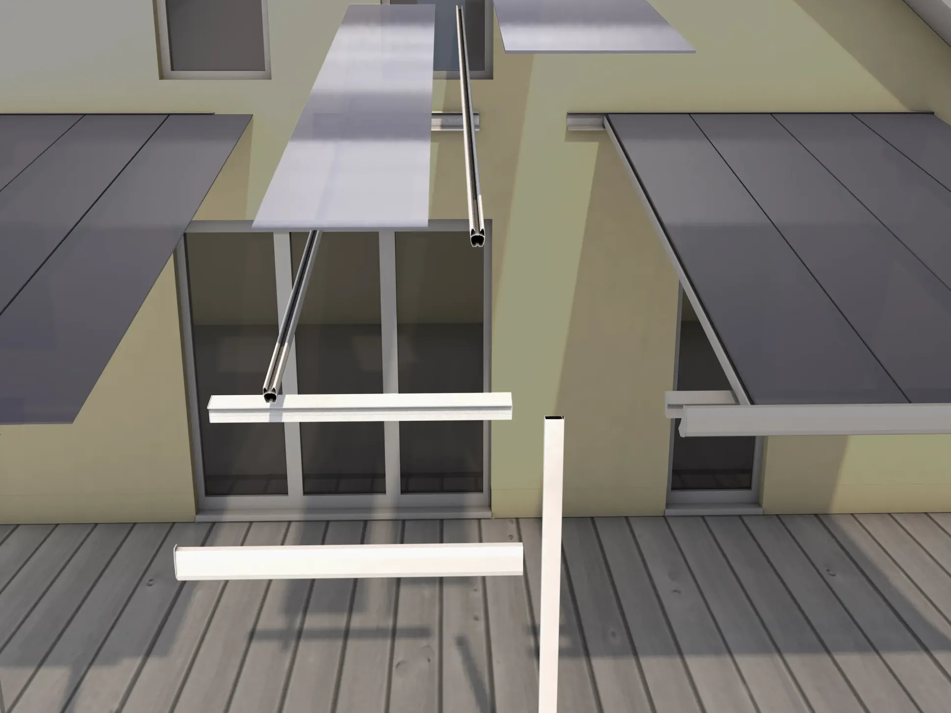 Gutta Terrassendach EW-Satz 120x406cm weiß