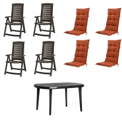 Jardin Garten-Esgruppe Aruba + Elise 4 Personen Kunststoff graphit/terrakotta