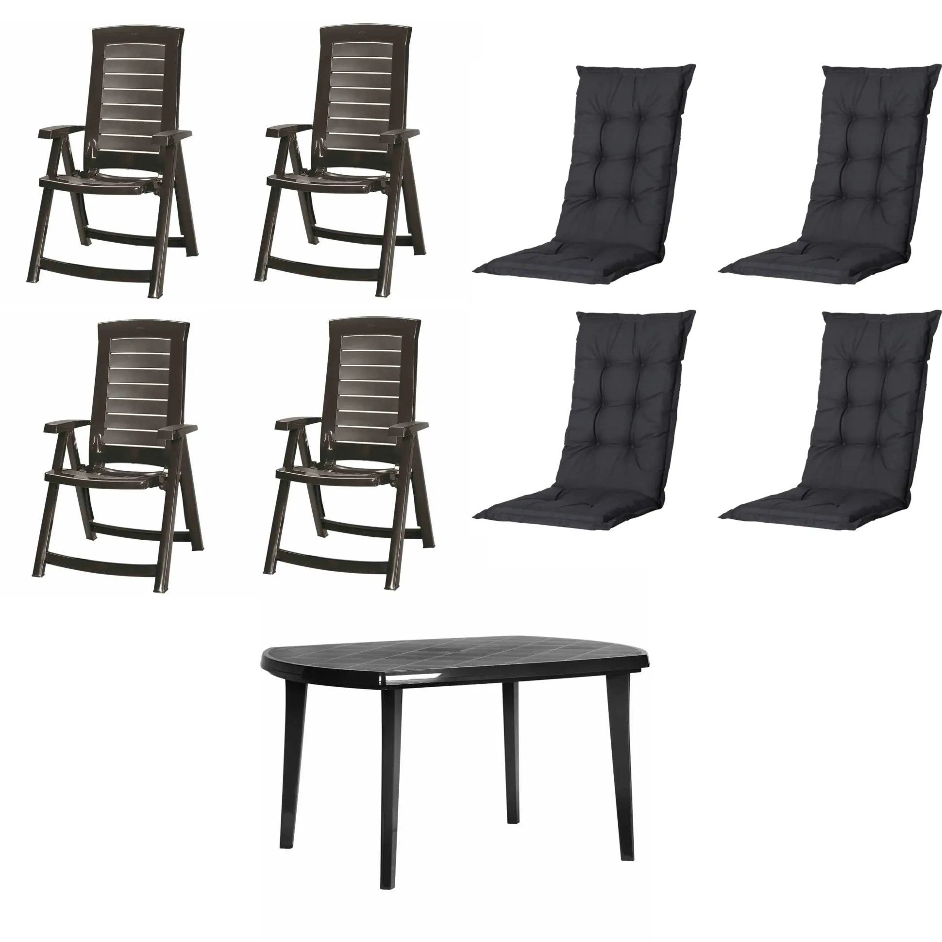 Jardin Garten-Essgruppe Aruba + Elise 4 Personen Kunststoff graphit/schwarz