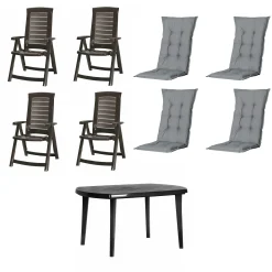 Jardin Garten-Essgruppe Aruba + Elise 4 Personen Kunststoff graphit/grau