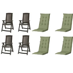 Jardin Gartenstuhl-Set Aruba mit Auflagen graphit/grün 8-tlg.