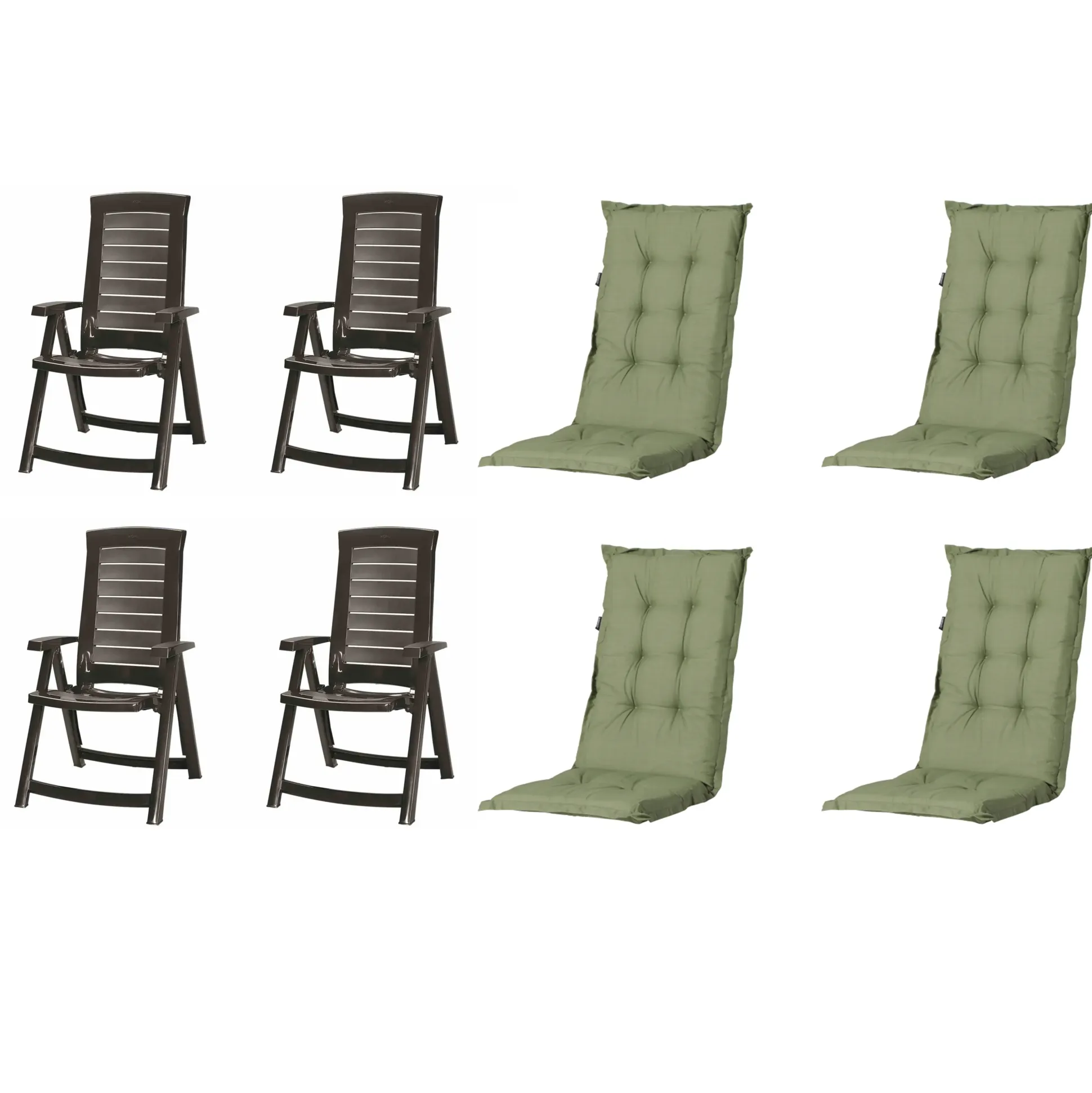 Jardin Gartenstuhl-Set Aruba mit Auflagen graphit/grün 8-tlg.