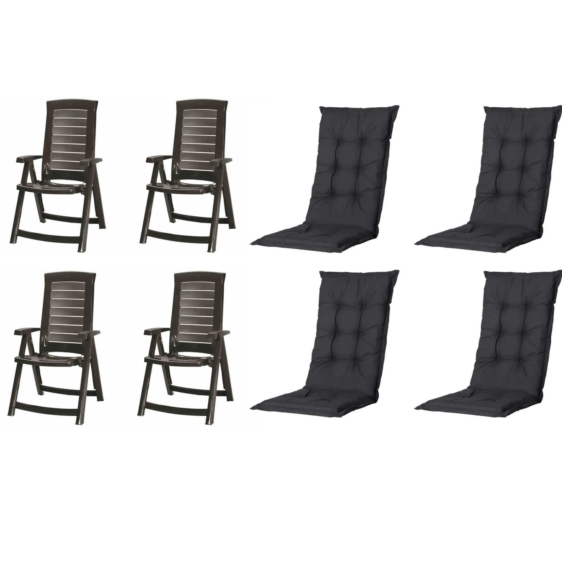 Jardin Gartenstuhl-Set Aruba mit Auflagen graphit/schwarz 8-tlg.