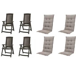 Jardin Gartenstuhl-Set Aruba mit Auflagen graphit/taupe 8-tlg.