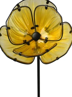 Kaemingk Gartenstecker Blume Glas gelb 91 cm