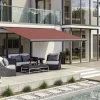 Kassettenmarkise S-Compact beige gestreift inkl. Motor, Aufputzschalter