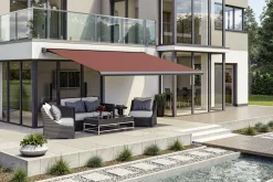 Kassettenmarkise S-Compact beige gestreift inkl. Motor, Aufputzschalter