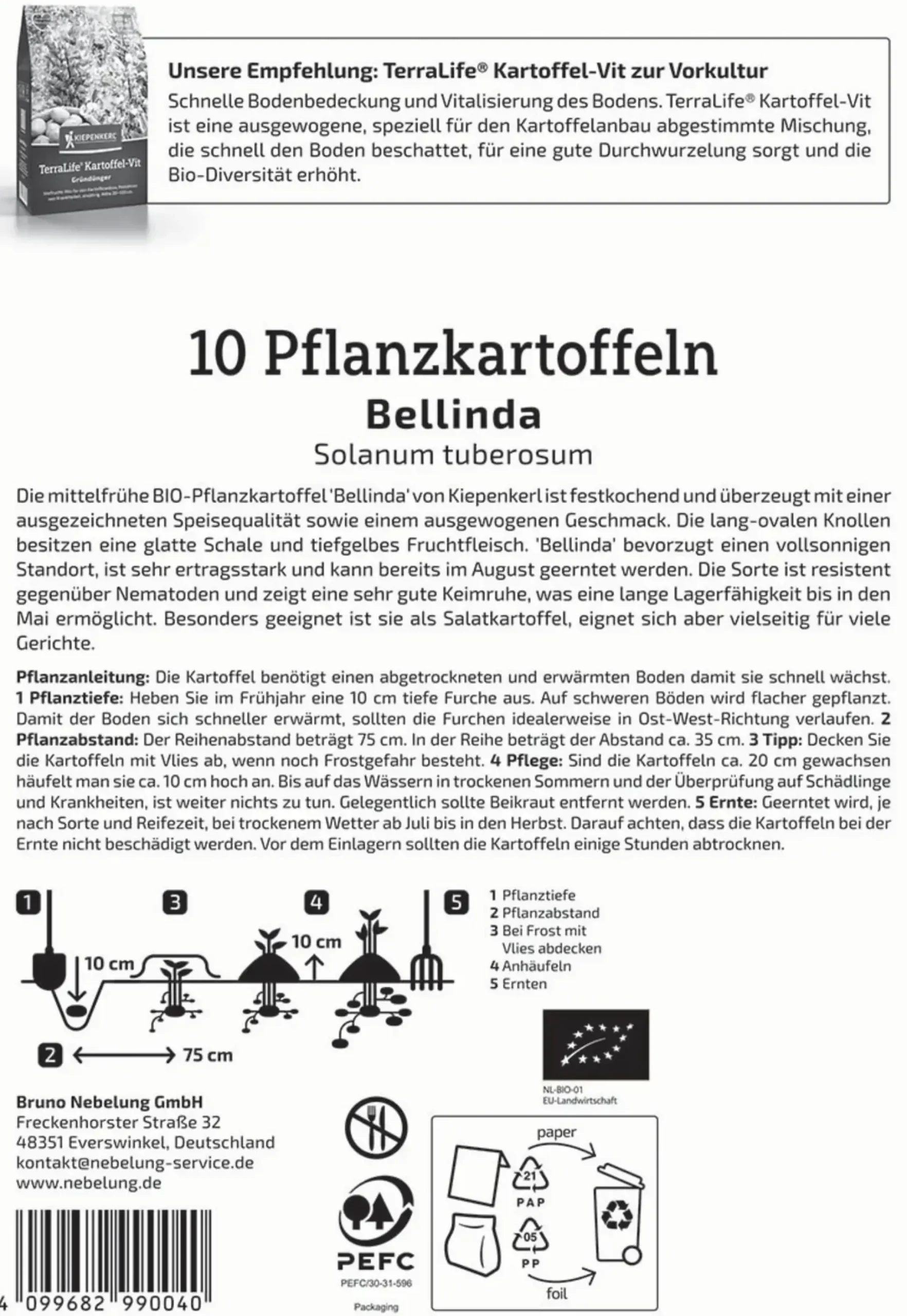Kiepenkerl Bio Pflanzkartoffel Bellinda 10 Stück