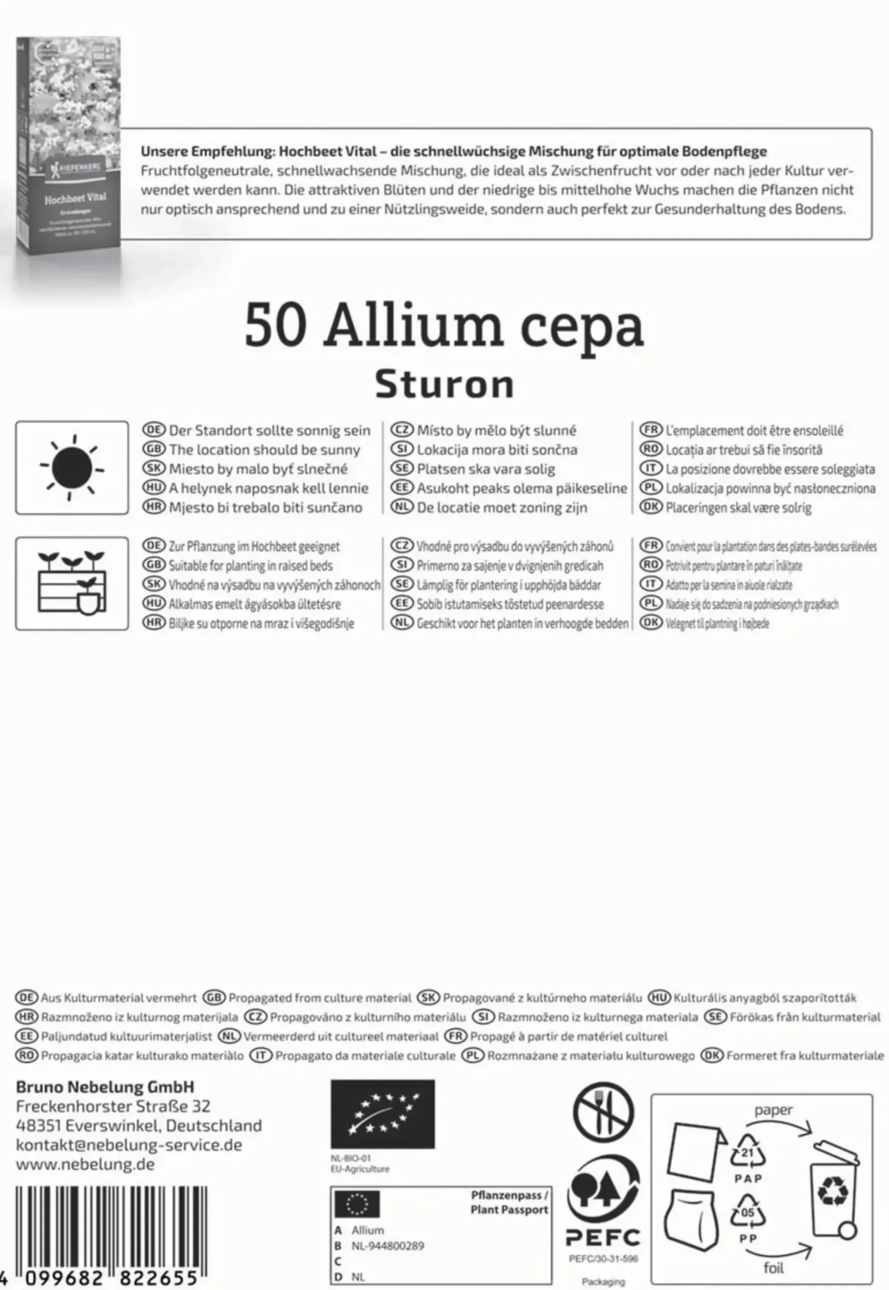Kiepenkerl Bio Steckzwiebel Sturon Gr. 12/21, 50 Stück