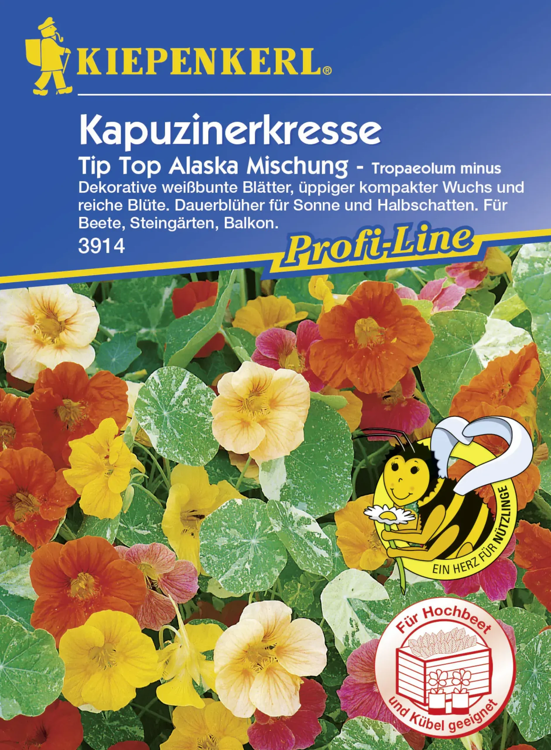 Kiepenkerl Kapuzinerkresse Tip-Top Alaska Tropaeolum minus, Inhalt: ca. 25 Pflanzen