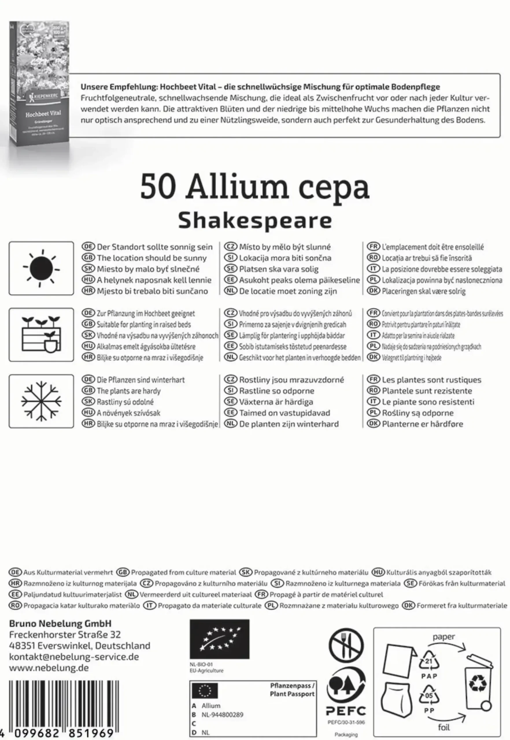 Kiepenkerl Pflanzgut Bio Wintersteckzwiebel Shakespeare 50 Stück