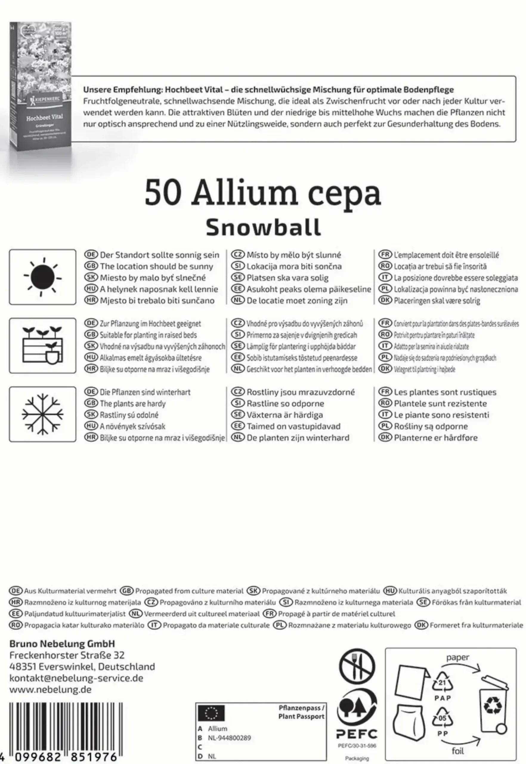 Kiepenkerl Pflanzgut Weiße Wintersteckzwiebel Snowball 50 Stück