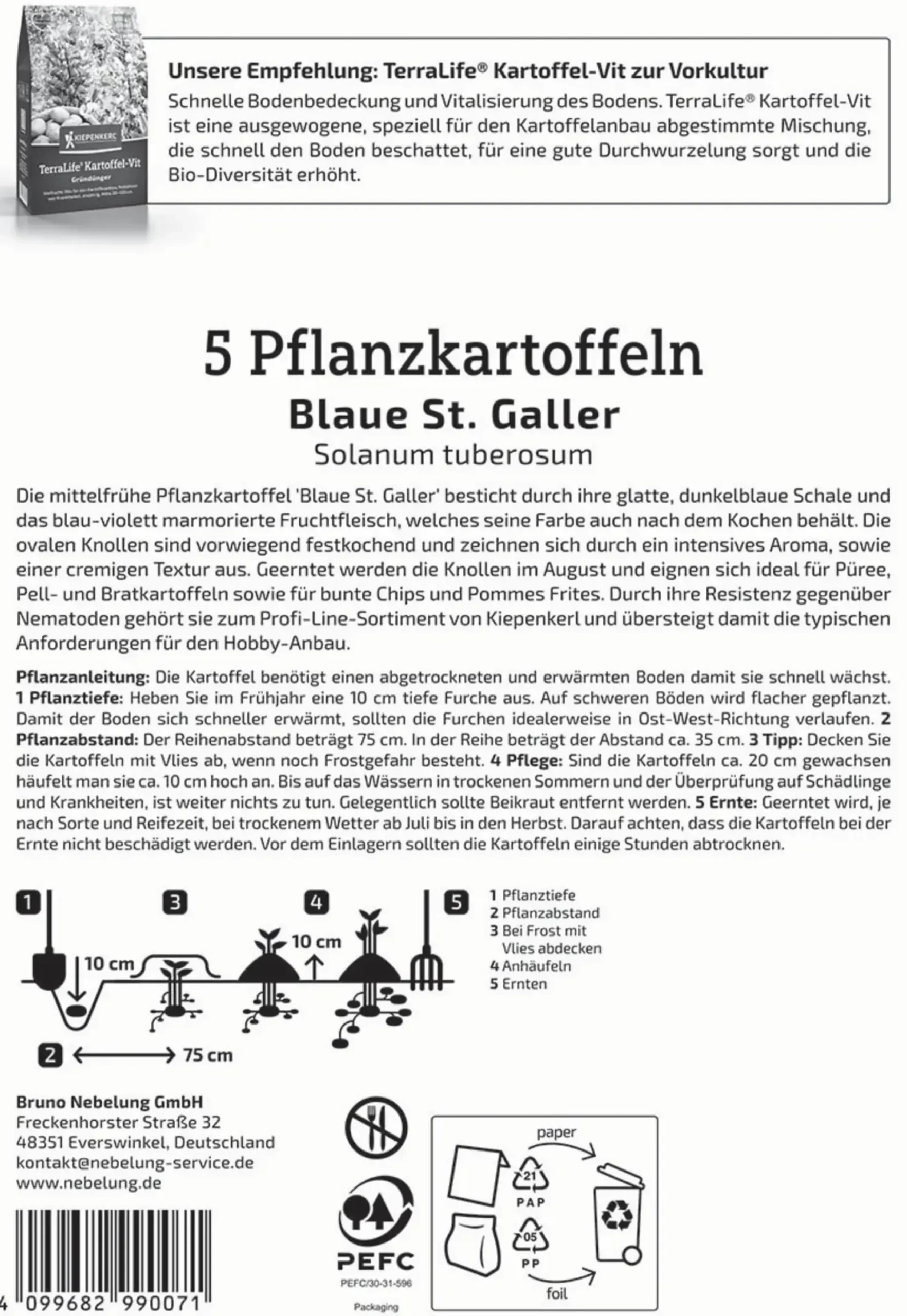 Kiepenkerl Pflanzkartoffel Blaue St. Galler 5 Stück