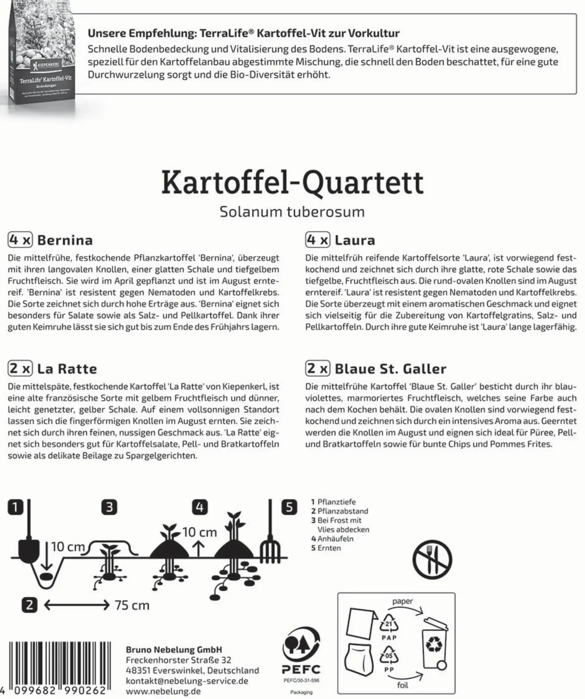 Kiepenkerl Pflanzkartoffel Quartett Mischungstüte Spezialitäten 12 Stück