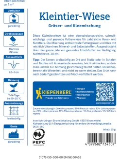 Kiepenkerl Rasensamen Kleintier-Wiese Gräser- und Kleemischung für ca. 1 m²