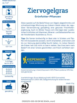 Kiepenkerl Rasensamen Ziervogelgras Frischgrün Mischung für ca. 1 m²