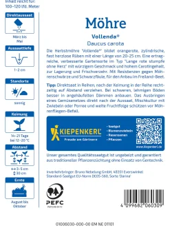 Kiepenkerl Saatgut Möhrensamen Vollenda Vorteilspackung für ca. 25 – 36 m²