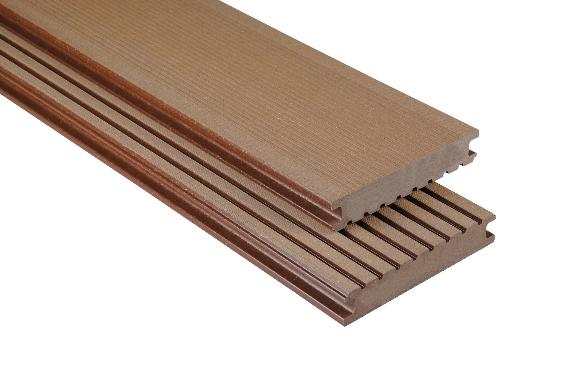 Kovalex Terrassendiele WPC Standard V 14,5 x 2,6 cm braun gebürstet Meterware