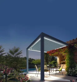 Lamellen Terrassenüberdachung 480 x 360,8 x 266 cm grau
