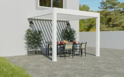 Lamellen Terrassenüberdachung 480 x 360,8 x 266 cm weiß
