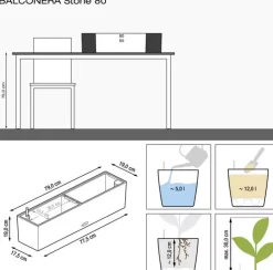 Lechuza Balkonkasten Balconera Stone 80 graphitschwarz