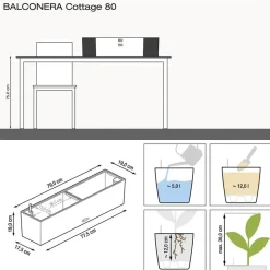 Lechuza Balkonkasten BALCONERA Cottage 80 cm, granit
