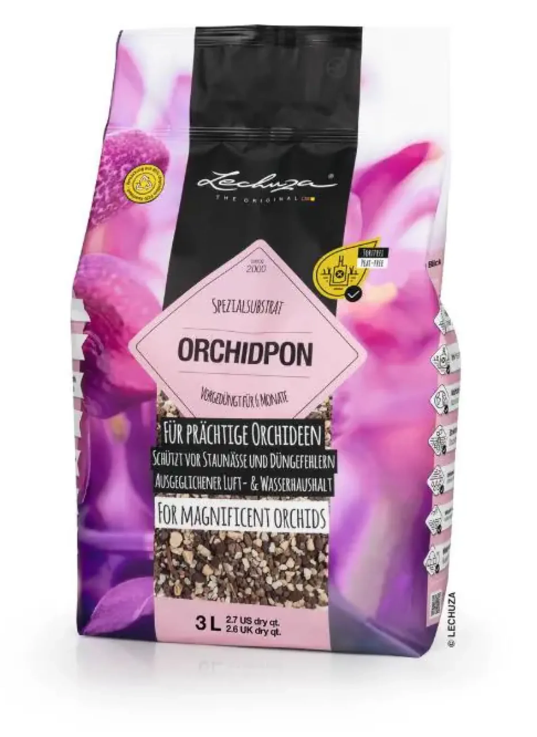 Lechuza Orchipon Pflanzssubstrat für Orchideen 3 L torffrei