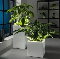 Lechuza Pflanzgefäß Canto Premium 40 LED low anthrazit metallic