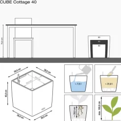 Lechuza Pflanzgefäß Cube Cottage 40 granit