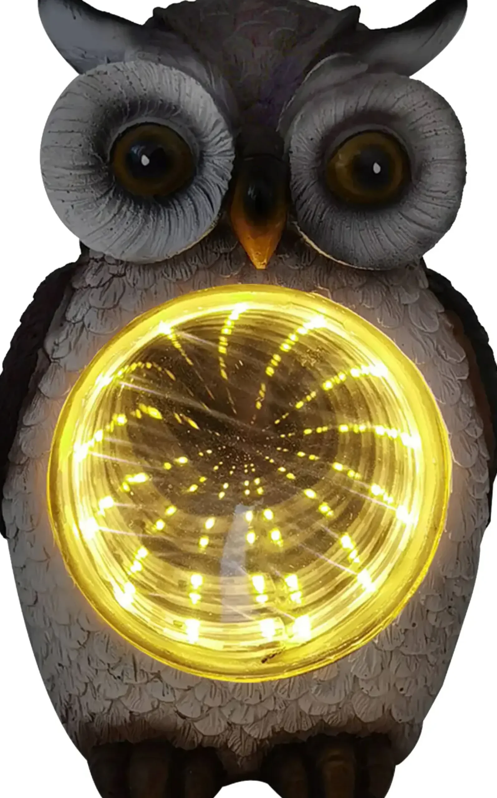 LED Solarleuchte Eule mit Dämmerungssensor grau-weiß