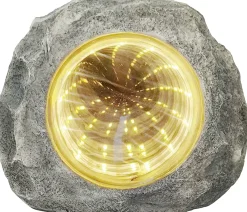 LED Solarleuchte Stein mit Dämmerungssensor grau-blau