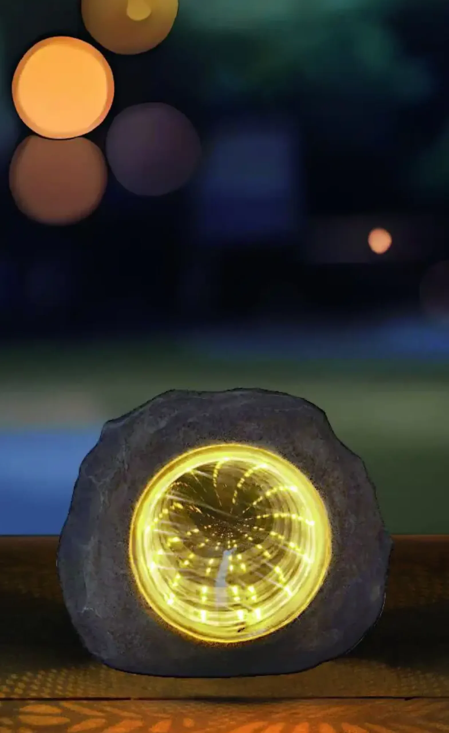 LED Solarleuchte Stein mit Dämmerungssensor grau-blau