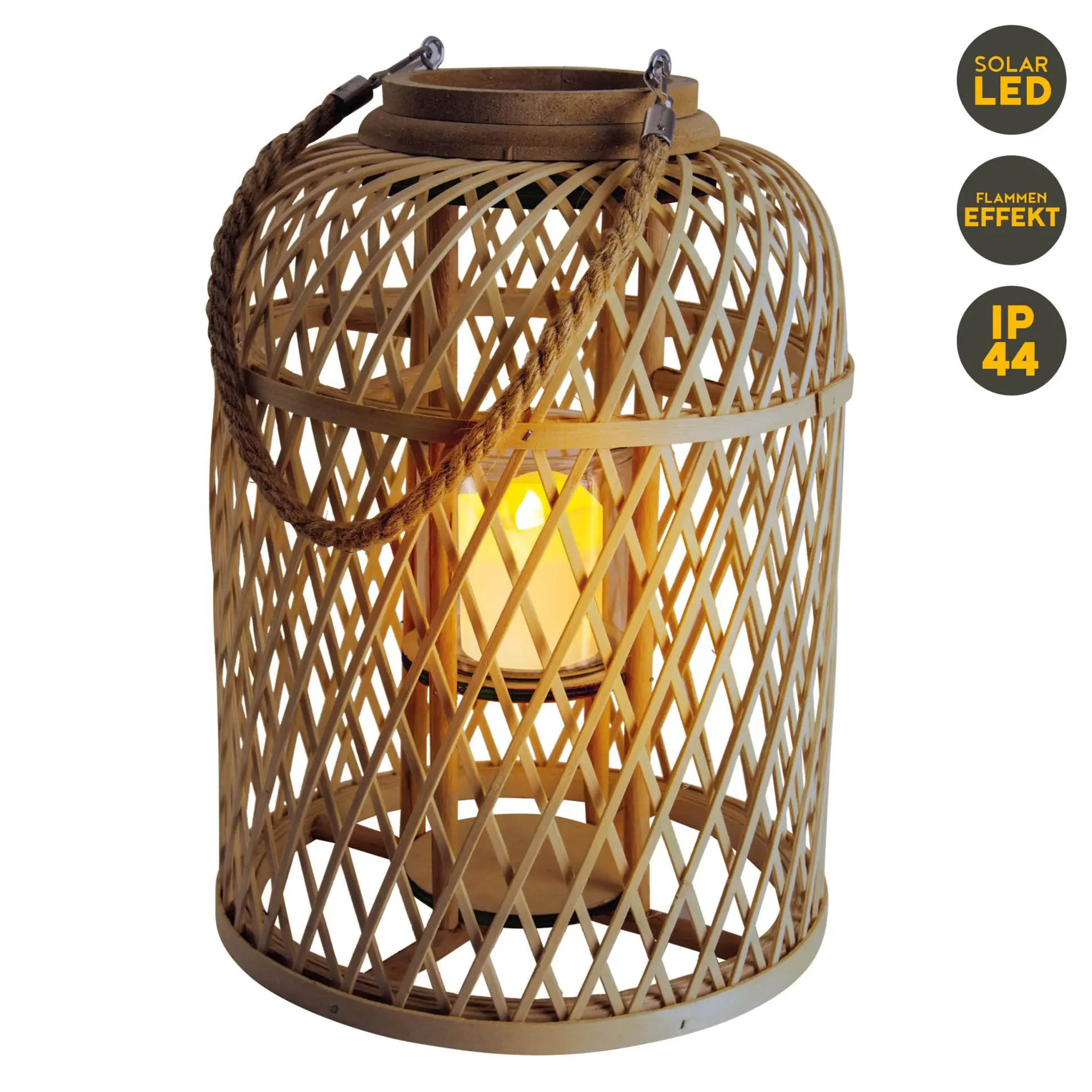 Light & More LED Dekoleuchte Korb mit Kerze mit Flammeneffekt 38 x 27 cm
